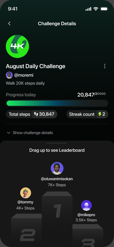 A club challenge with a leaderboard podium