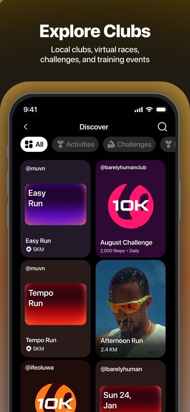 Muvn app, group challenges